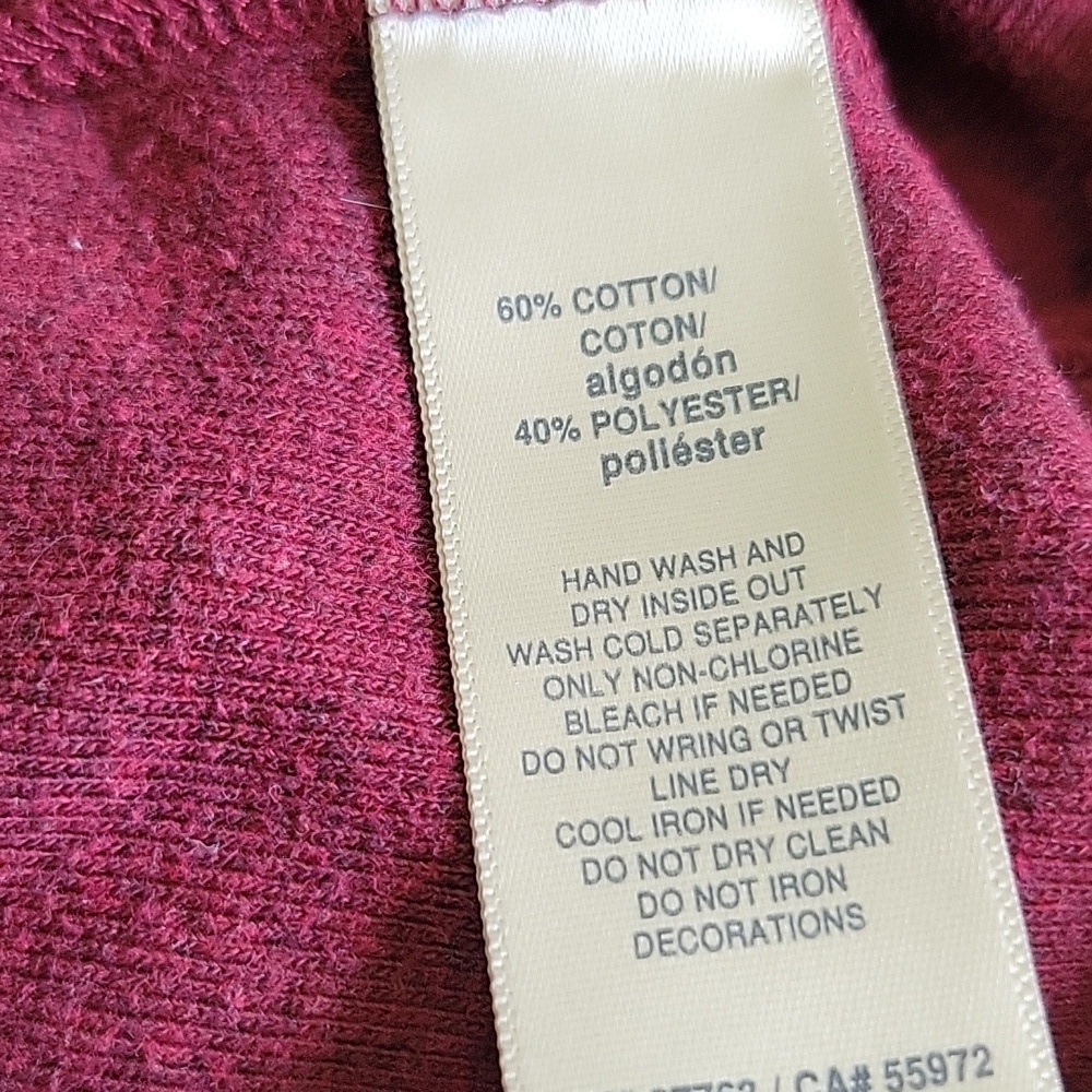 Rafaella womens burgundy knit top with gold accents along neck line large - Picture 4 of 4